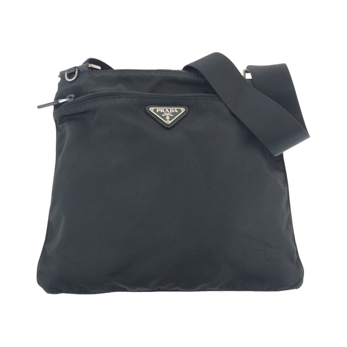 18493
PRADA プラダ テスート 三角ロゴプレート ブラック 黒 シルバー金具 ナイロン BT7372 ショルダーバッグ サコッシュ  レディース ABP38