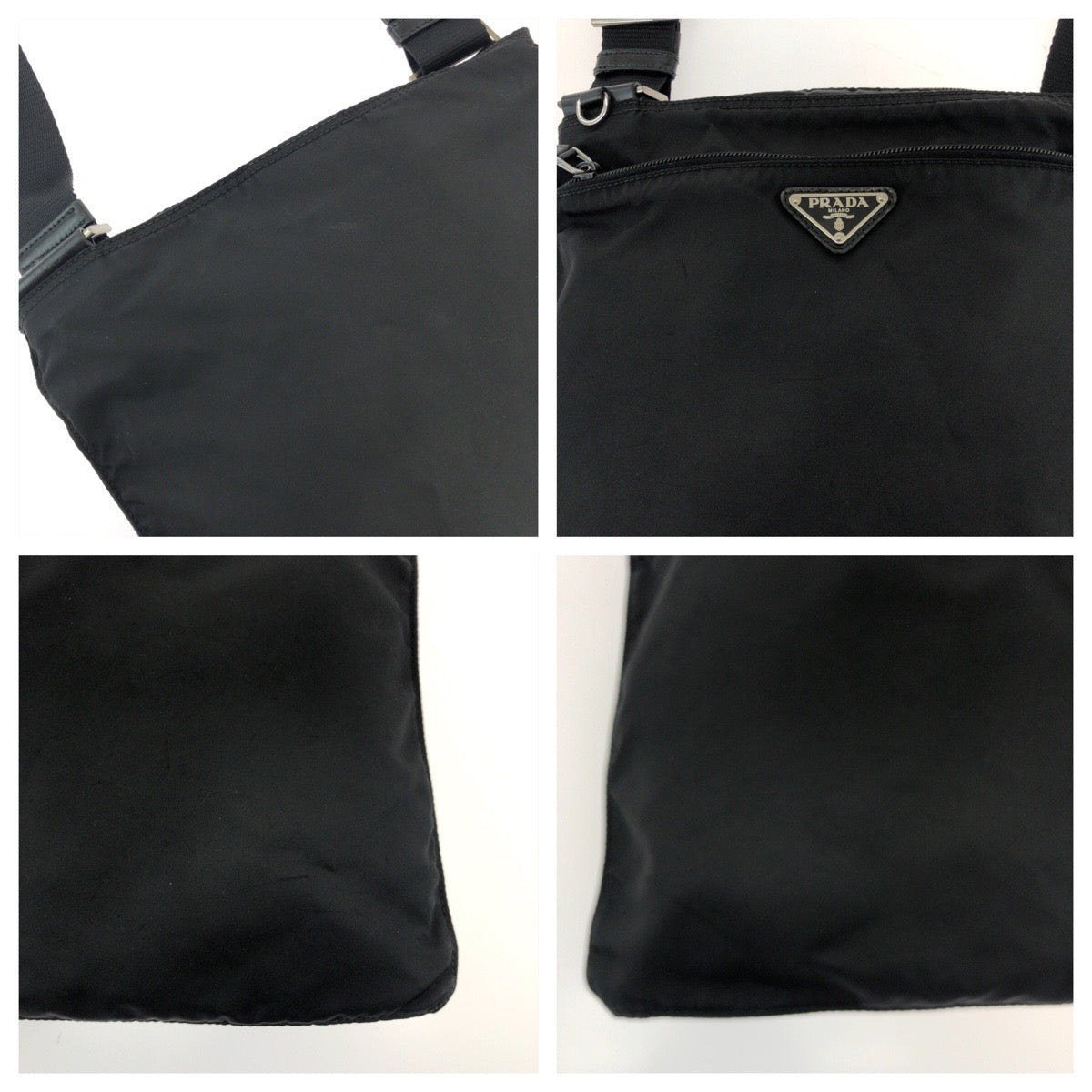 18493
PRADA プラダ テスート 三角ロゴプレート ブラック 黒 シルバー金具 ナイロン BT7372 ショルダーバッグ サコッシュ  レディース ABP38