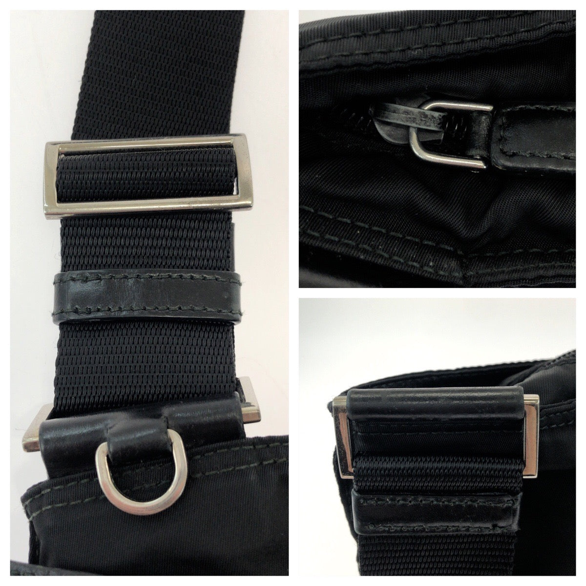 18493
PRADA プラダ テスート 三角ロゴプレート ブラック 黒 シルバー金具 ナイロン BT7372 ショルダーバッグ サコッシュ  レディース ABP38