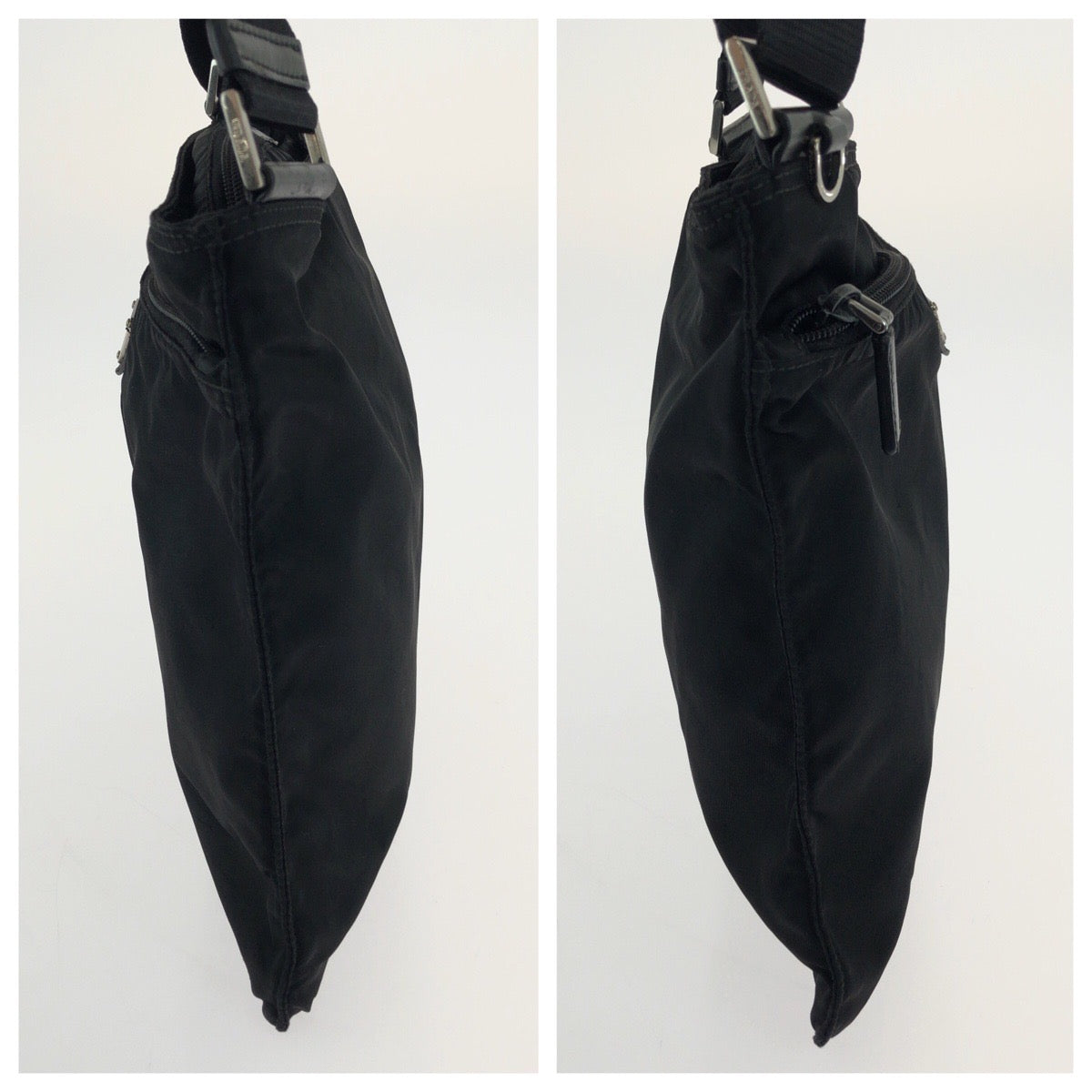 18493
PRADA プラダ テスート 三角ロゴプレート ブラック 黒 シルバー金具 ナイロン BT7372 ショルダーバッグ サコッシュ  レディース ABP38