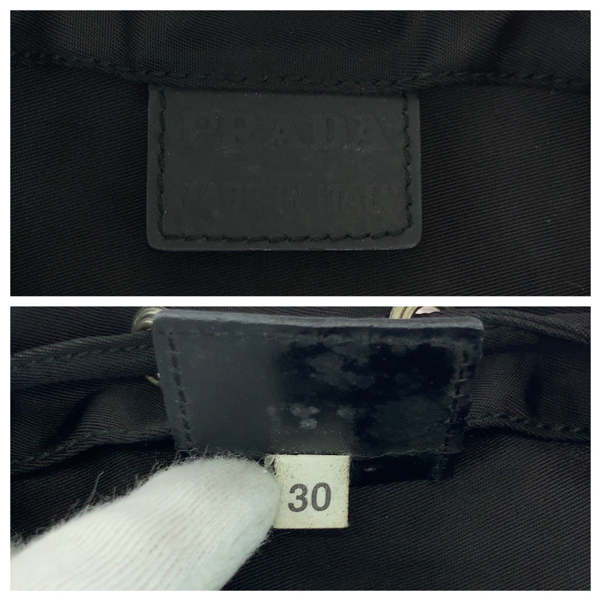 18496
PRADA プラダ テスート 三角ロゴプレート ブラック 黒 シルバー金具 ナイロン 1N0369 ポーチ 巾着ポーチ  レディース ABP22