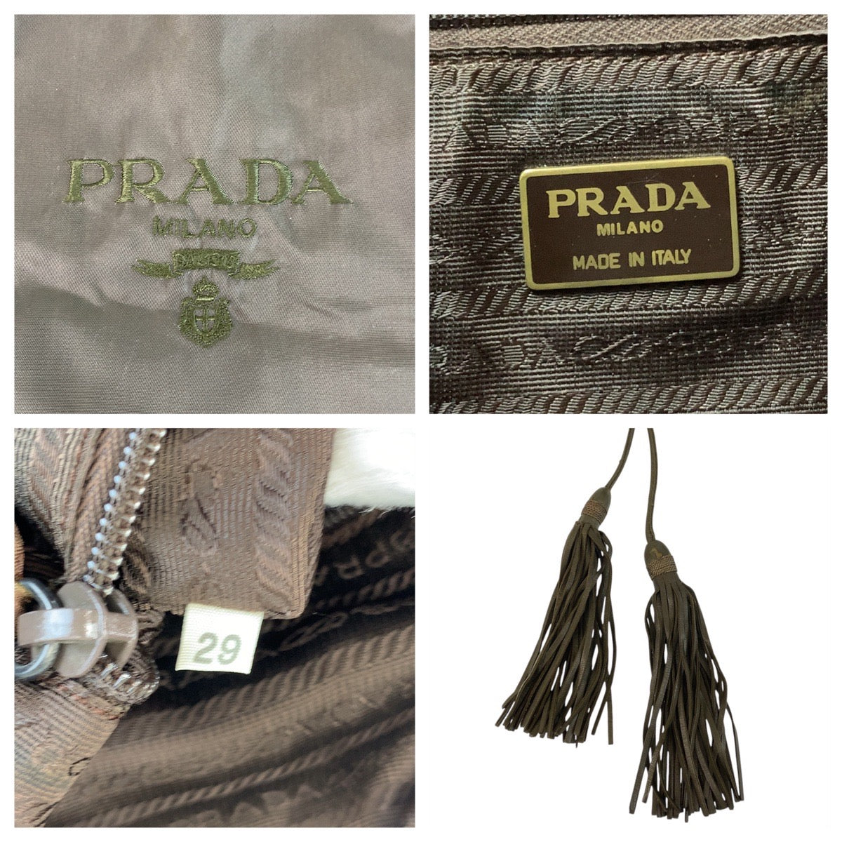 18497
PRADA プラダ テスート カーキ ナイロン ショルダーバッグ 巾着バッグ  レディース AB22
