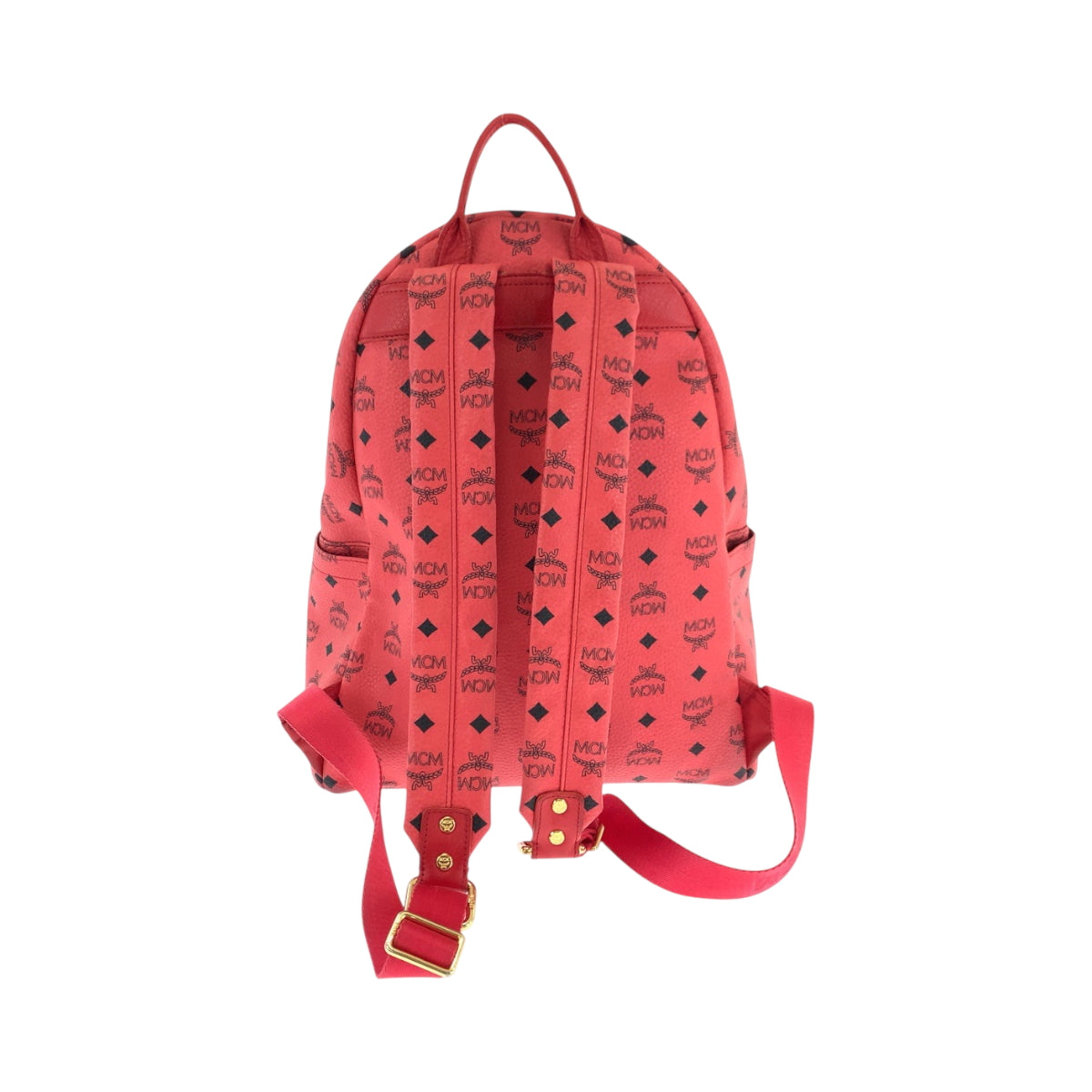 18499
MCM エム シー エム ヴィセトス スタッズ レッド ゴールド金具 レザー リュックサック バックパック  レディース ABP45
