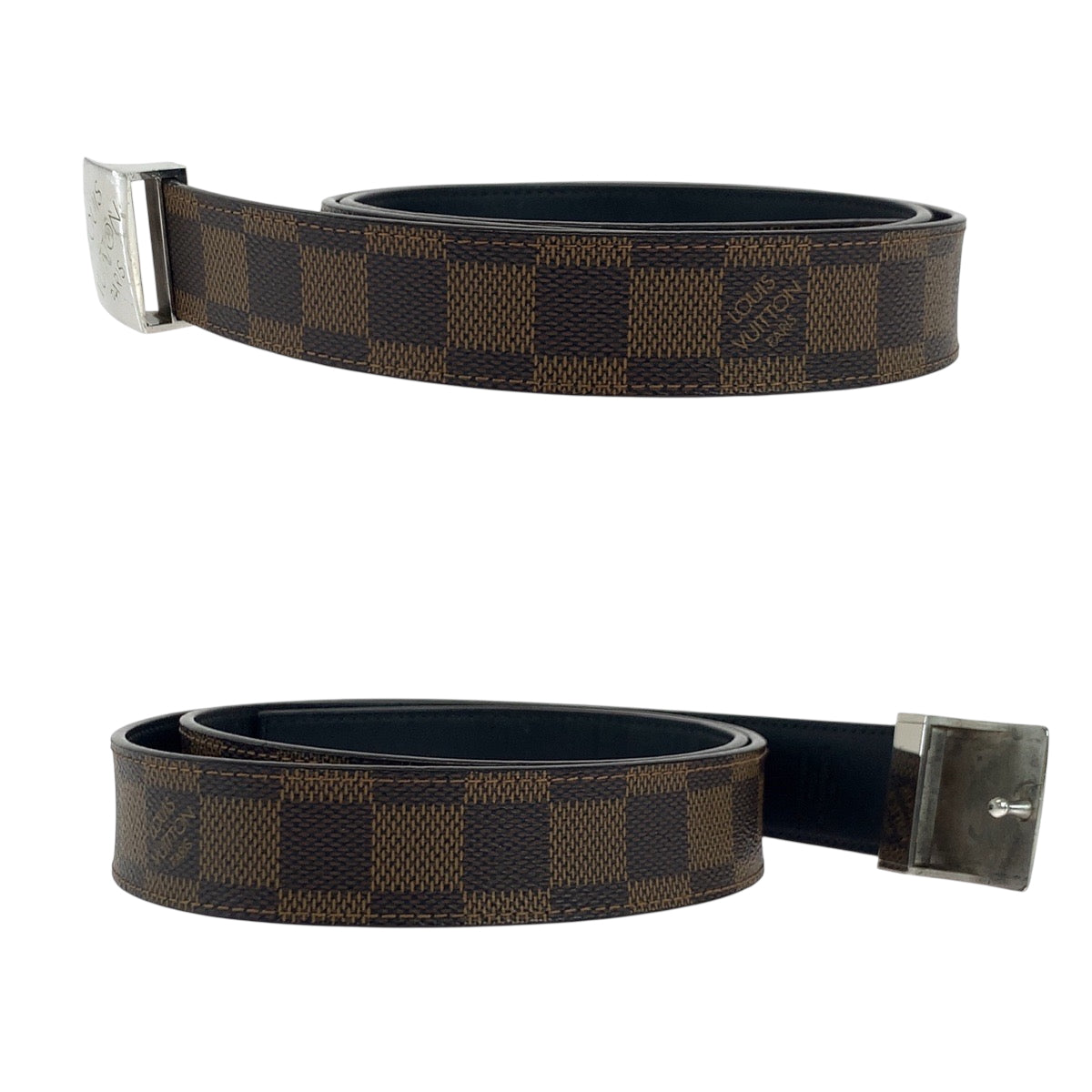 18500
LOUIS VUITTON ルイヴィトン ダミエ サンチュール キャレ 90cm/36inc ブラウン シルバー金具 PVC M6803 ベルト  メンズ AB27