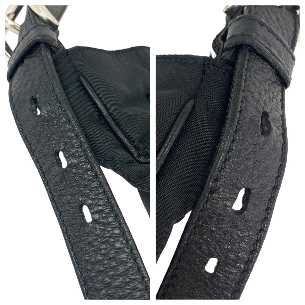 18504
PRADA プラダ テスート ヴィッテロダイノ 三角ロゴプレート ブラック 黒 シルバー金具 ナイロン / レザー ショルダーバッグ メッセンジャーバッグ メンズ A58