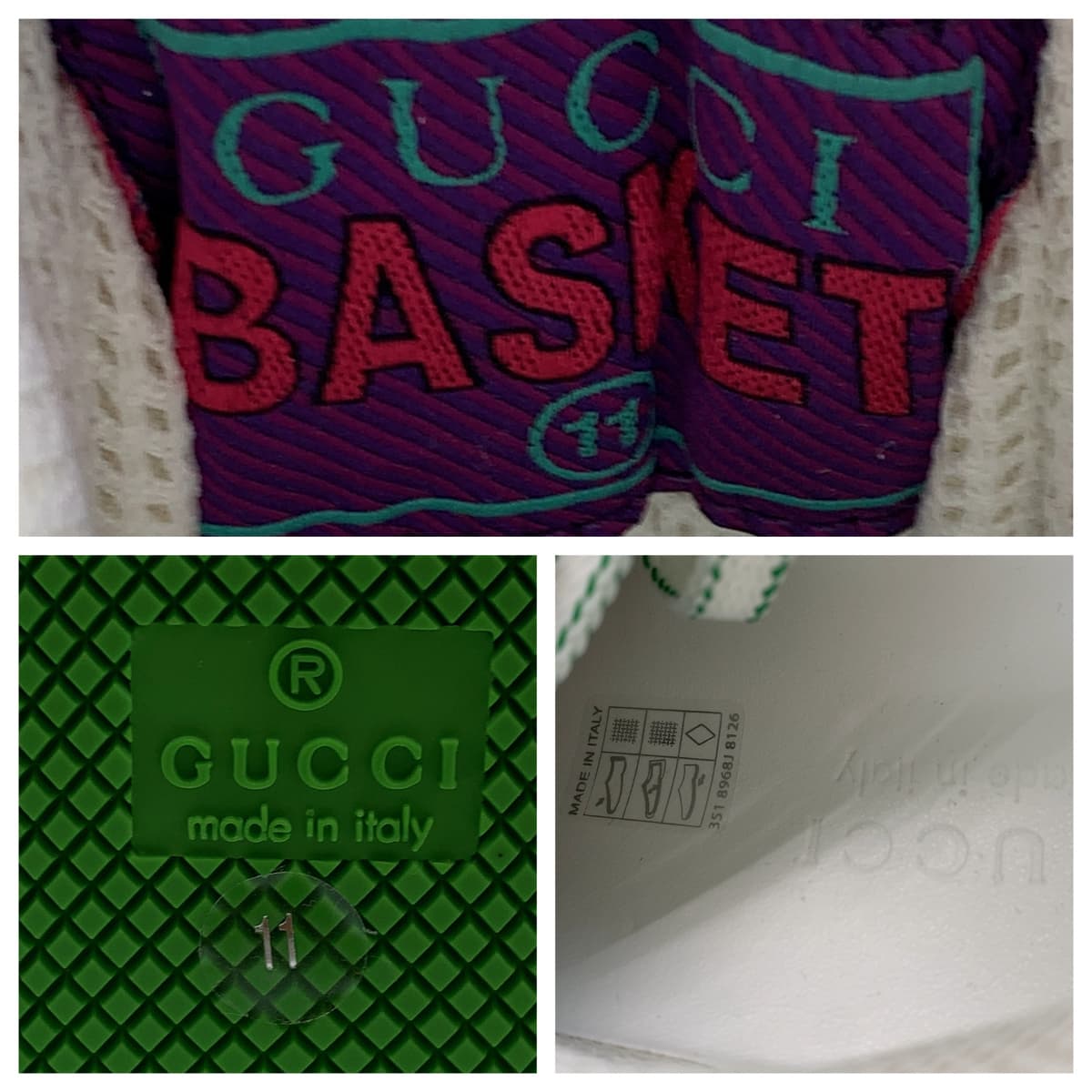 18506
GUCCI グッチ バスケット GG柄 サイズ11 ホワイト グリーン レザー 700290 スニーカー バスケットシューズ メンズ A39