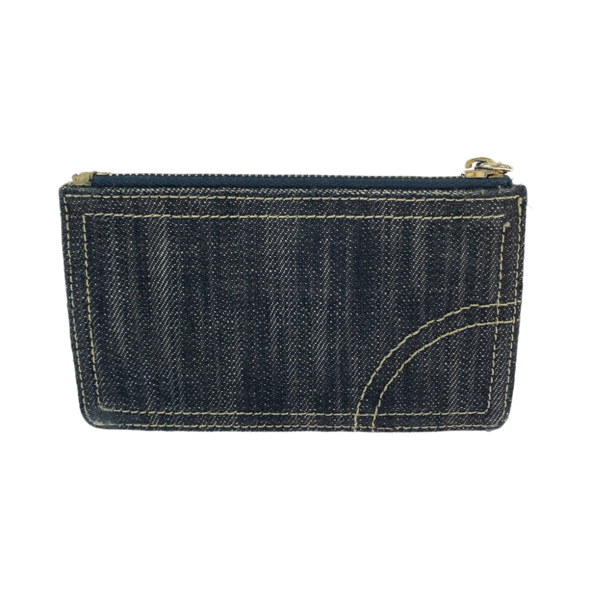 18508
CHANEL シャネル スパークリングデニム ココマーク デニム ブルー ゴールド金具 デニム チェーン付き コインケース 小銭入れ レディース AB52