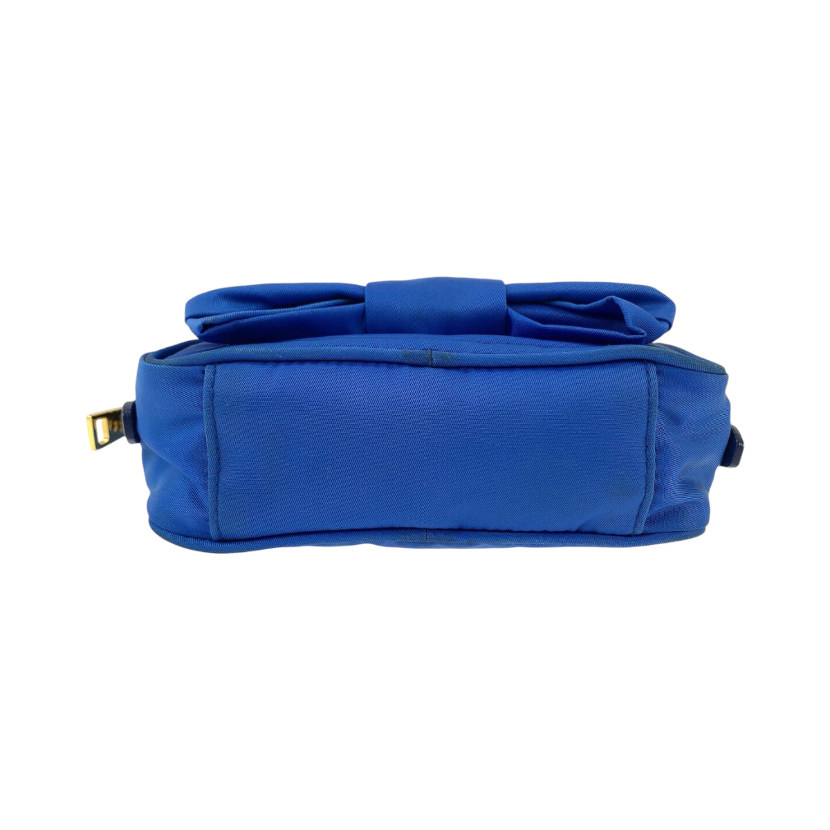 18510
PRADA プラダ テスート リボン ブルー ゴールド金具 ナイロン ショルダーバッグ ポシェット  レディース AB48