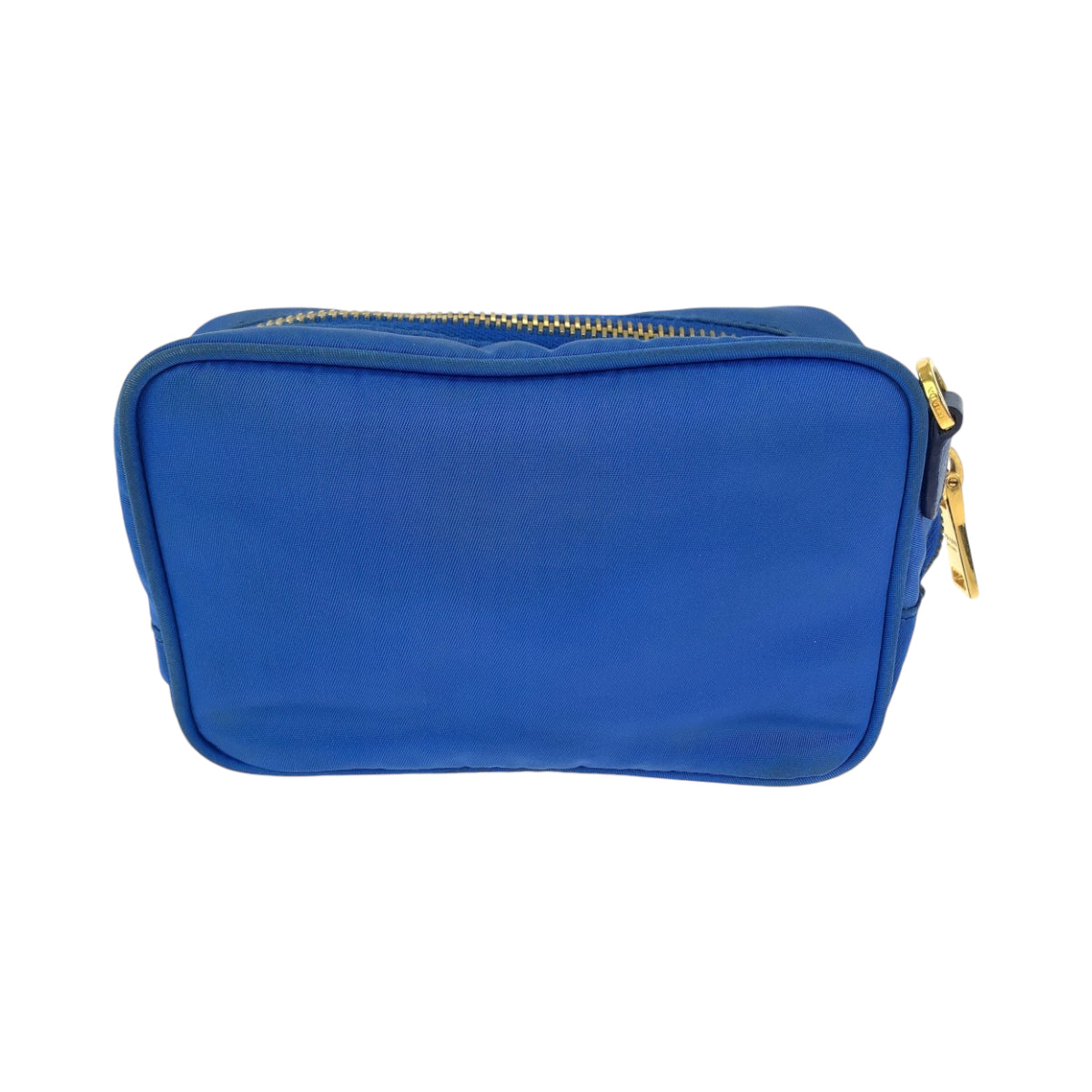 18510
PRADA プラダ テスート リボン ブルー ゴールド金具 ナイロン ショルダーバッグ ポシェット レディース AB48