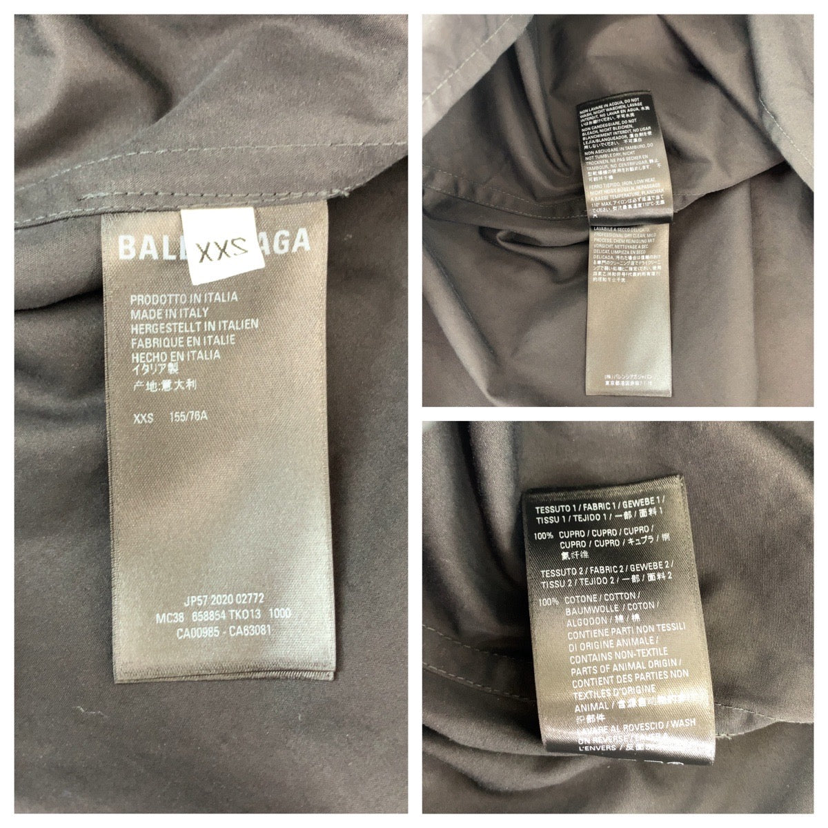 18511
BALENCIAGA バレンシアガ 胃素材 ドッキング サイズXXS ブラック コットン 658854 TKO13 長袖シャツ ドッキングシャツ メンズ A36