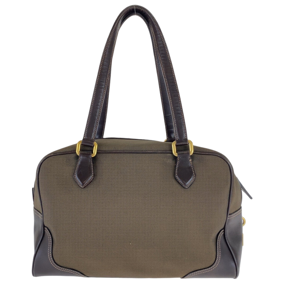 18512
PRADA プラダ ロゴジャガード ブラウン キャンバス / レザー ショルダーバッグ ハンドバッグ トートバッグ レディース ABP42