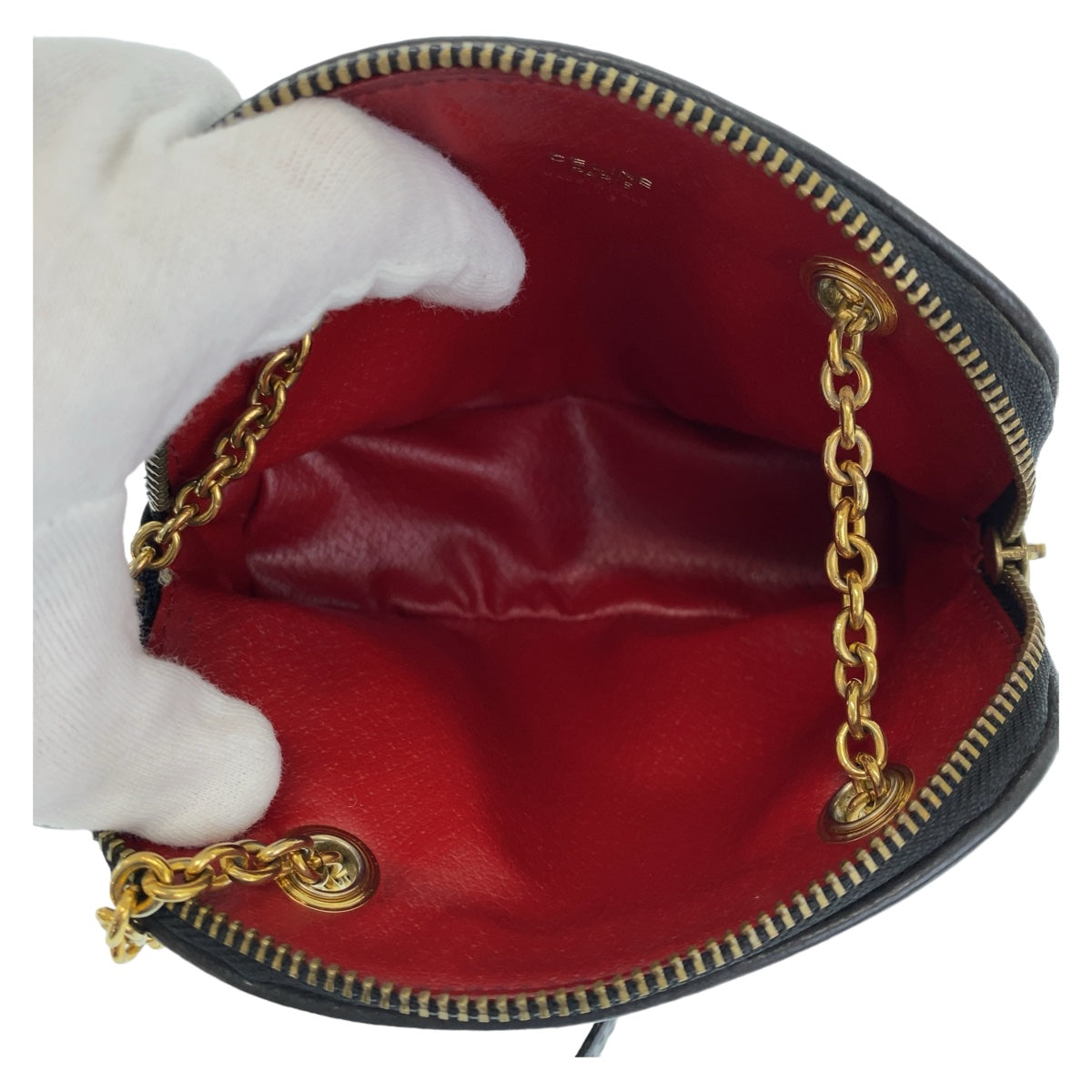 18513
CELINE セリーヌ ヴィンテージ トリオンフ ブラック 黒 ゴールド金具 レザー ミニショルダーバッグ アクセサリーポーチ ポシェット  レディース ABP43