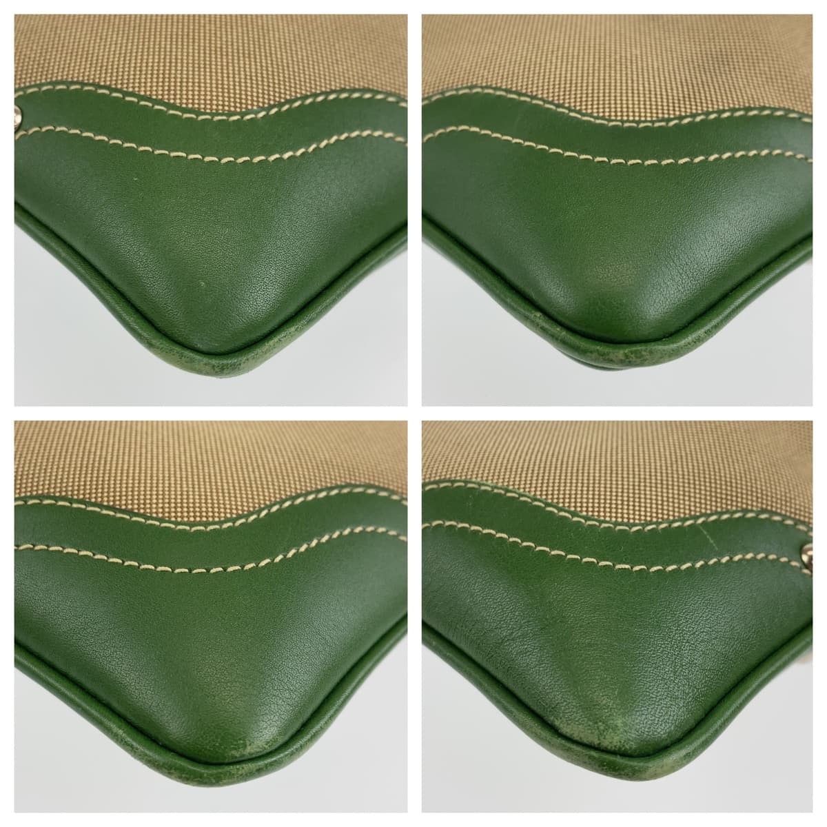 18514
PRADA プラダ ロゴジャガード 男女兼用 ベージュ グリーン シルバー金具 キャンバス / レザー ショルダーバッグ メッセンジャーバッグ  メンズ ABP48