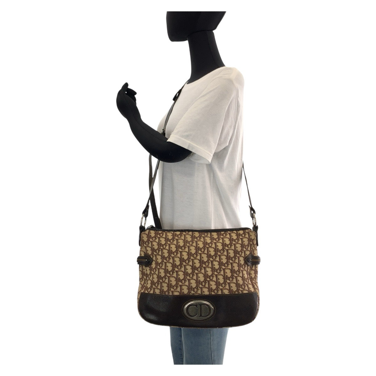 18519
Christian Dior クリスチャンディオール ヴィンテージ トロッター ベージュ ブラウン シルバー金具 キャンバス / レザー ショルダーバッグ メッセンジャーバッグ レディース AB52