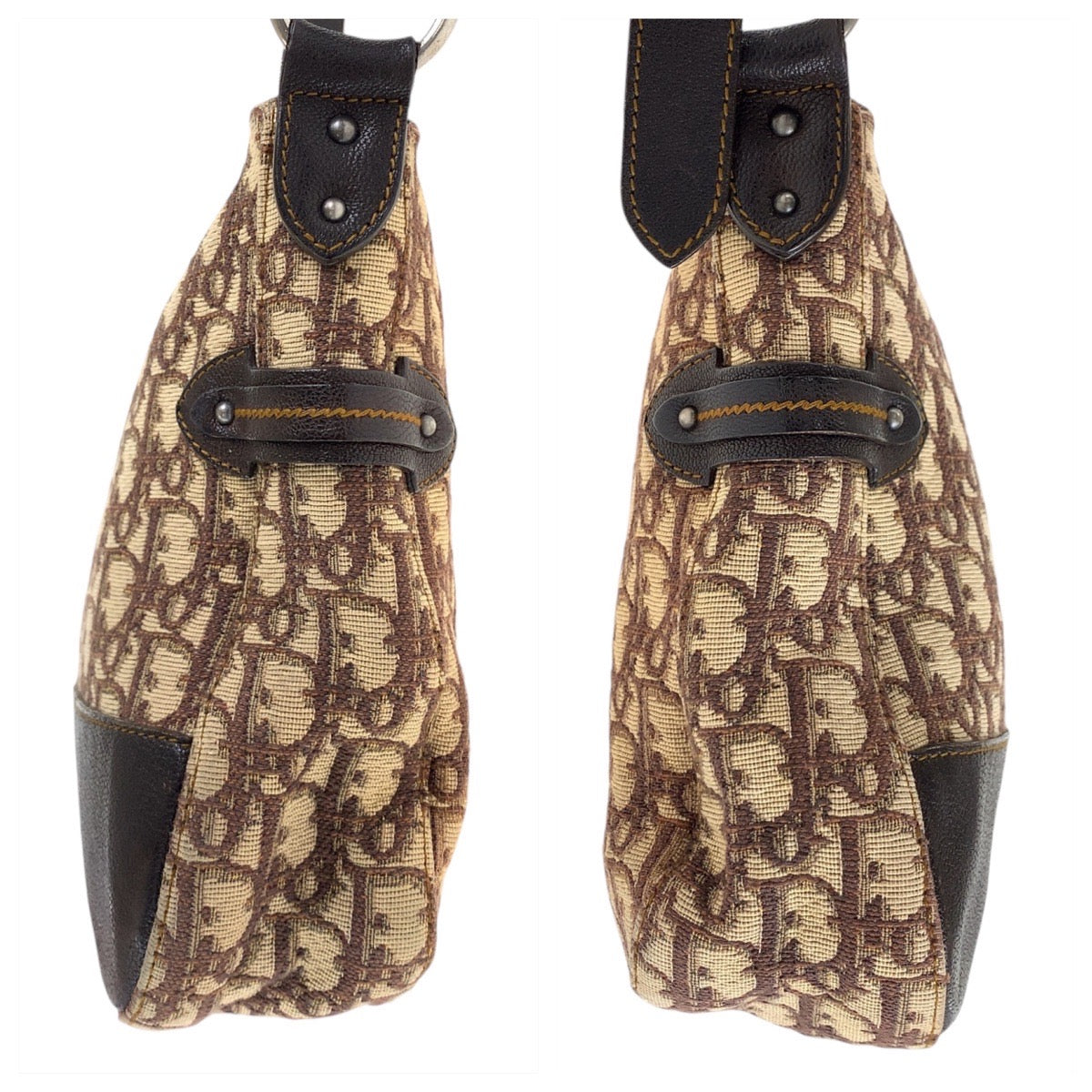 18519
Christian Dior クリスチャンディオール ヴィンテージ トロッター ベージュ ブラウン シルバー金具 キャンバス / レザー ショルダーバッグ メッセンジャーバッグ レディース AB52