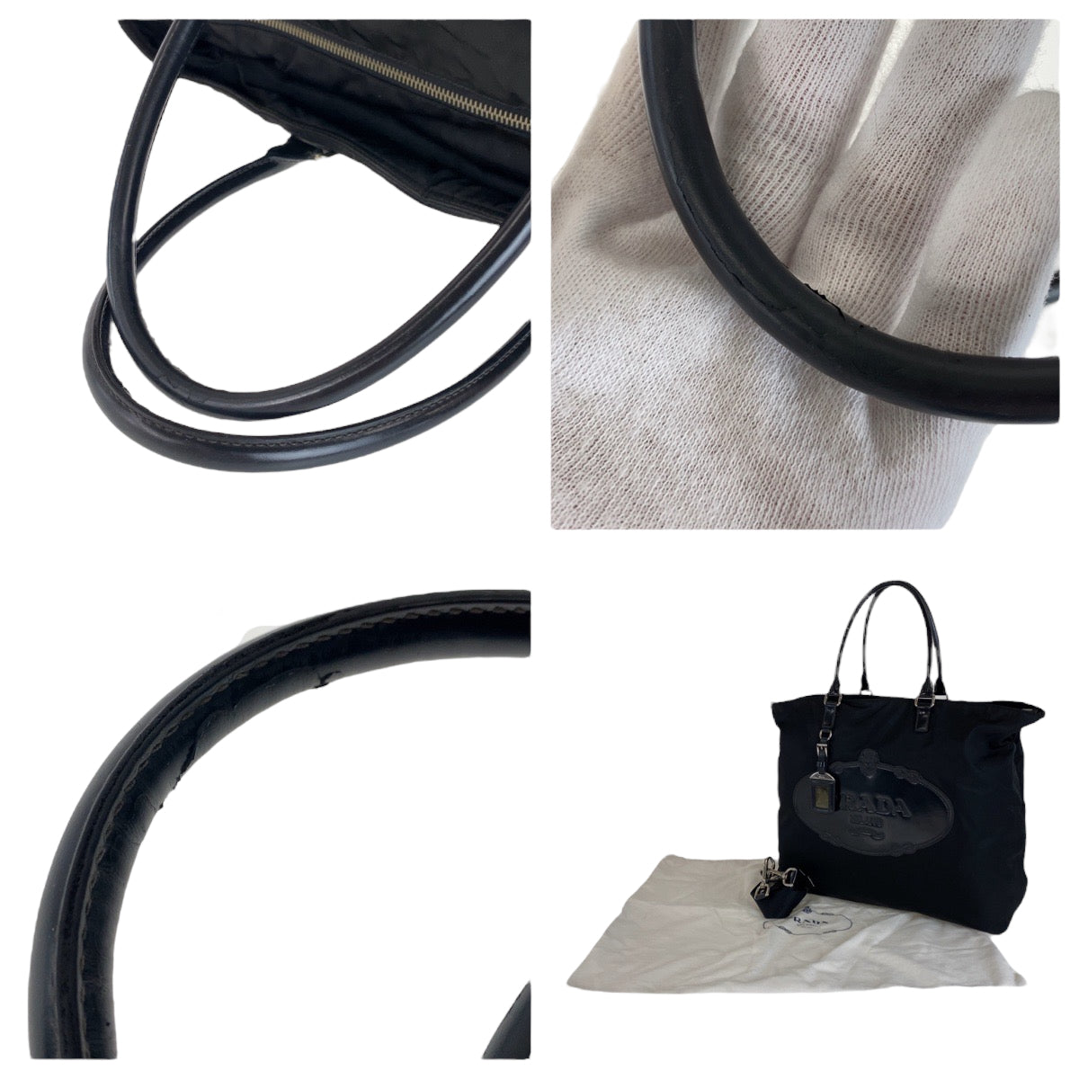 18523
PRADA プラダ テスート ロゴ型押し ブラック 黒 シルバー金具 ナイロン BN1105 トートバッグ ショルダーバッグ 2way レディース AB48