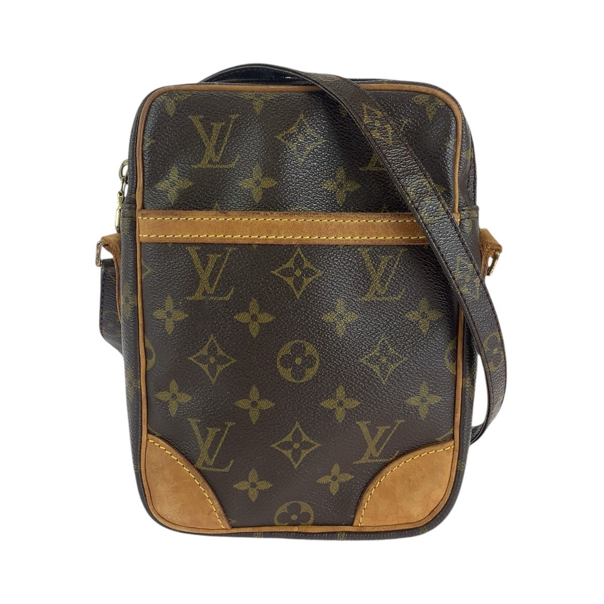 18525
LOUIS VUITTON ルイヴィトン モノグラム ダヌーヴ ブラウン ゴールド金具 PVC / レザー M45266 ショルダーバッグ メッセンジャーバッグ  レディース B39
