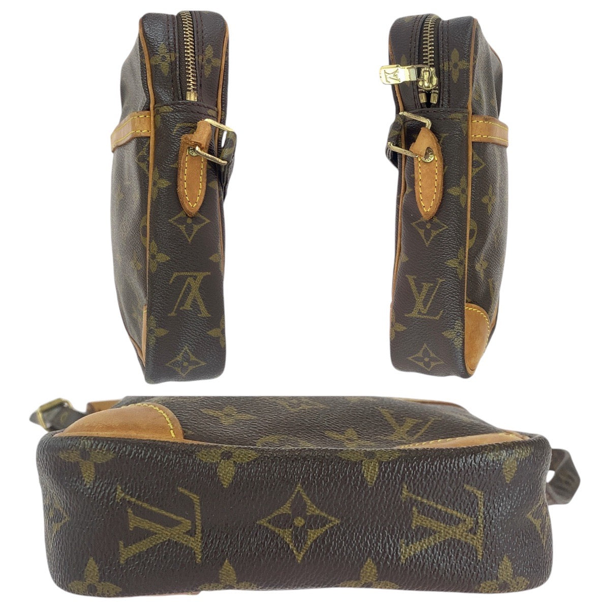 18525
LOUIS VUITTON ルイヴィトン モノグラム ダヌーヴ ブラウン ゴールド金具 PVC / レザー M45266 ショルダーバッグ メッセンジャーバッグ  レディース B39