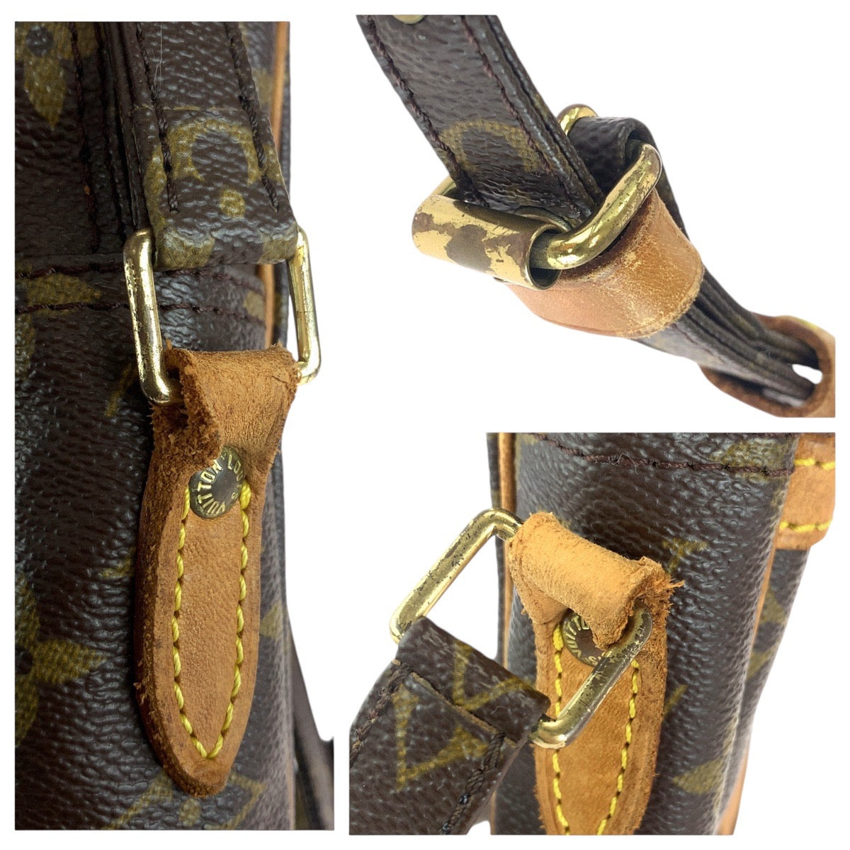 18525
LOUIS VUITTON ルイヴィトン モノグラム ダヌーヴ ブラウン ゴールド金具 PVC / レザー M45266 ショルダーバッグ メッセンジャーバッグ  レディース B39