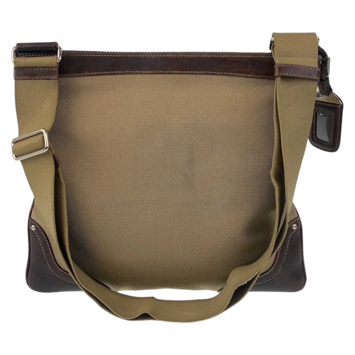 18536
PRADA プラダ ロゴジャガード ベージュ ブラウン シルバー金具 キャンバス ショルダーバッグ メッセンジャーバッグ  レディース ABP40