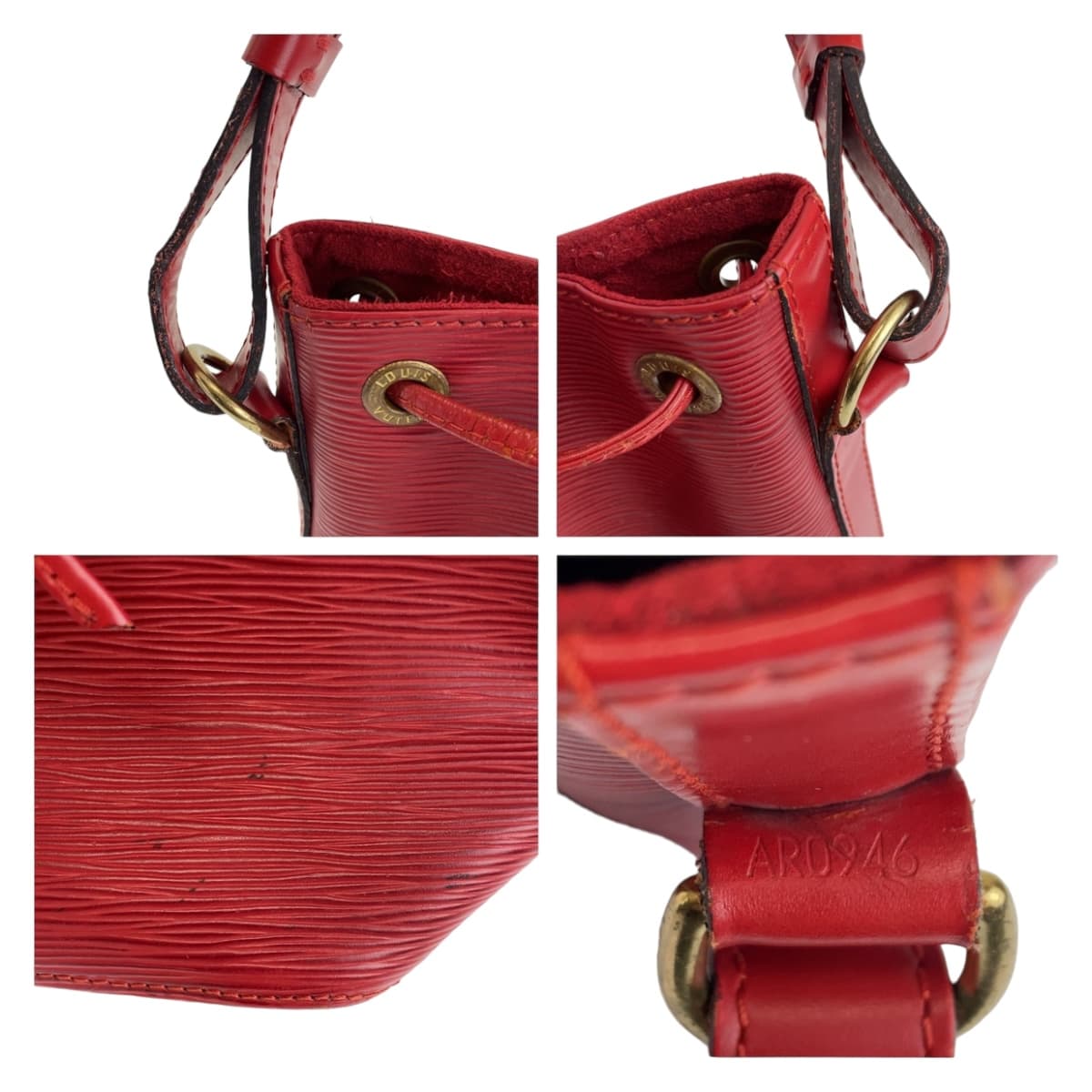 18539
LOUIS VUITTON ルイヴィトン エピ プチノエ レッド ゴールド金具 エピレザー M44107 巾着バッグ ショルダーバッグ レディース AB32