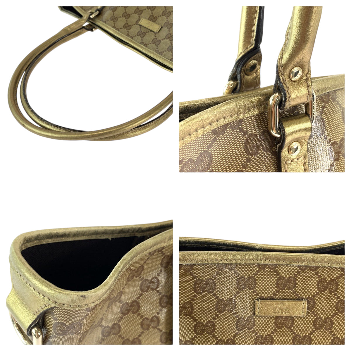 18540
GUCCI グッチ GGクリスタル ブラウン ゴールド ゴールド金具 GGスプリームキャンバス 197953 トートバッグ ショルダーバッグ  レディース AB43