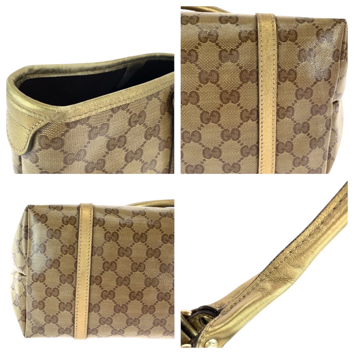 18540
GUCCI グッチ GGクリスタル ブラウン ゴールド ゴールド金具 GGスプリームキャンバス 197953 トートバッグ ショルダーバッグ  レディース AB43