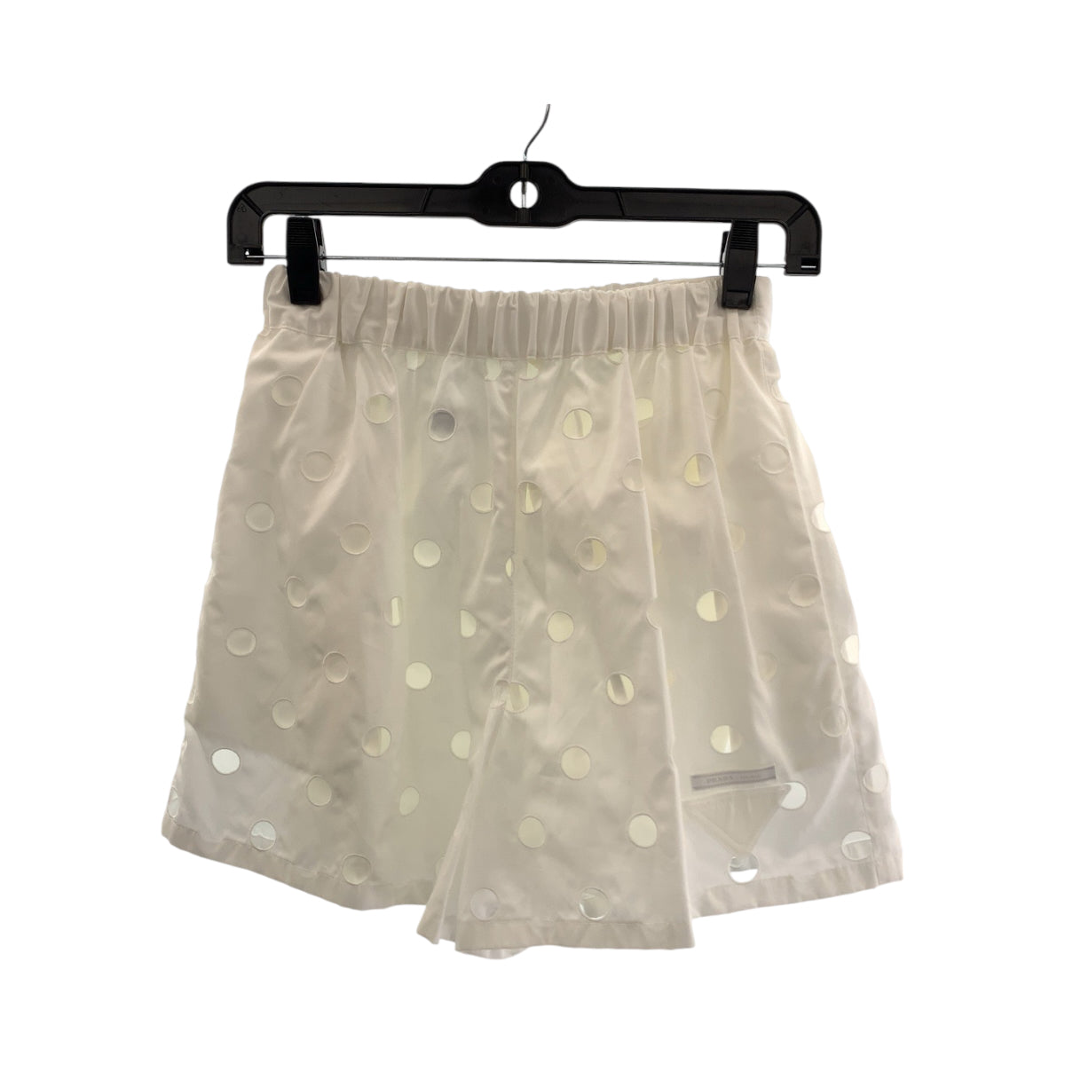 18541
PRADA プラダ ポルカドット カットワーク サイズ36 ホワイト コットン ショートパンツ ハーフパンツ インナー付き レディース ABP36