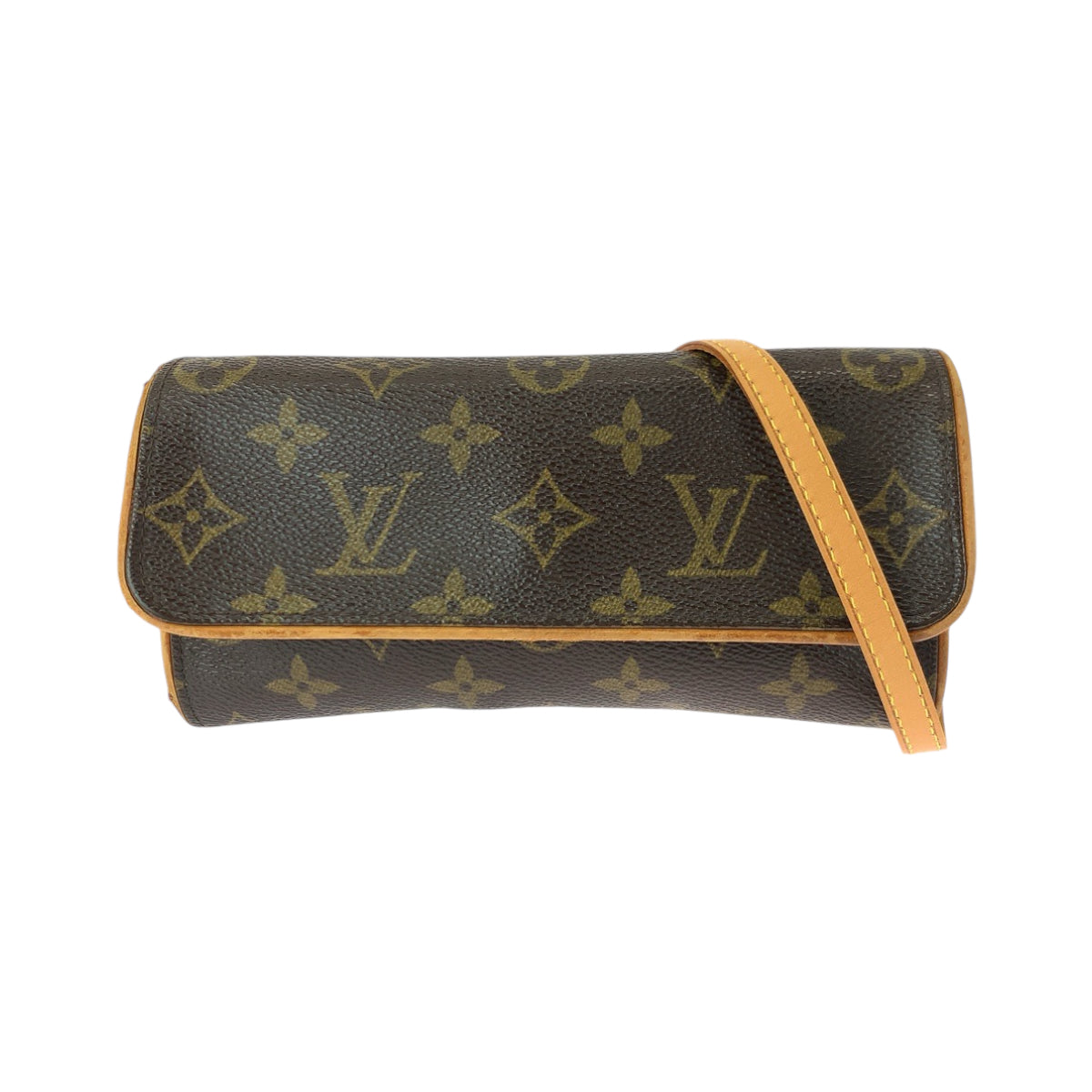 18542
LOUIS VUITTON ルイヴィトン モノグラム ポシェットツインPM ブラウンゴールド金具 PVC M51854 ショルダーバッグ ポシェット  レディース AB41