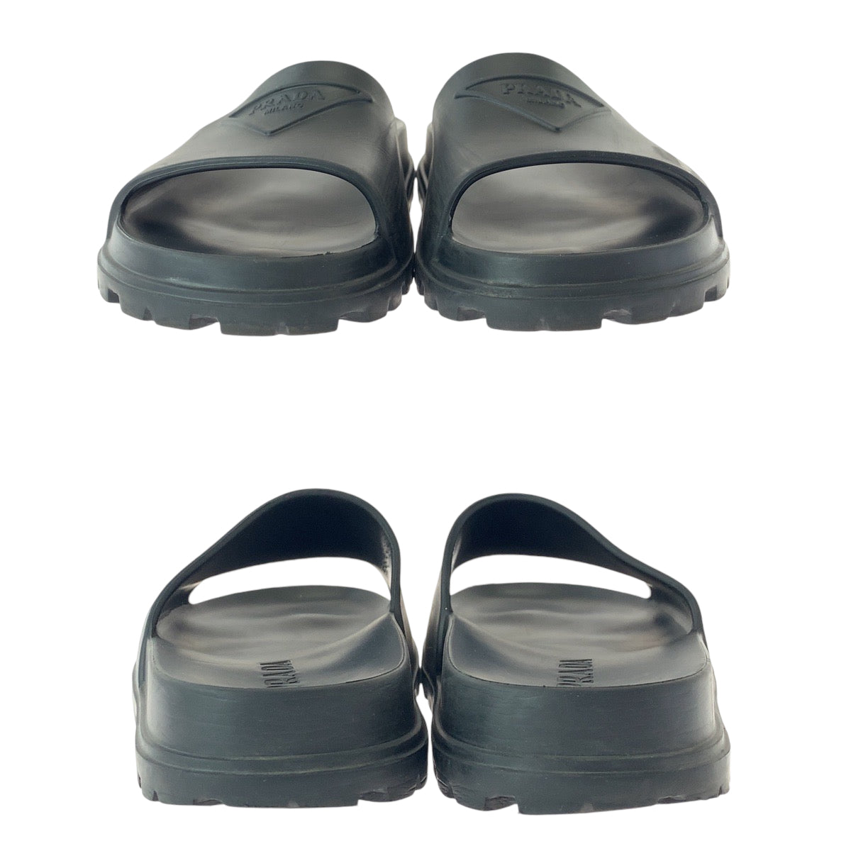 18544
PRADA プラダ スライドサンダル ロゴ 25-26cmくらい ブラック ラバー サンダル メンズ AB28