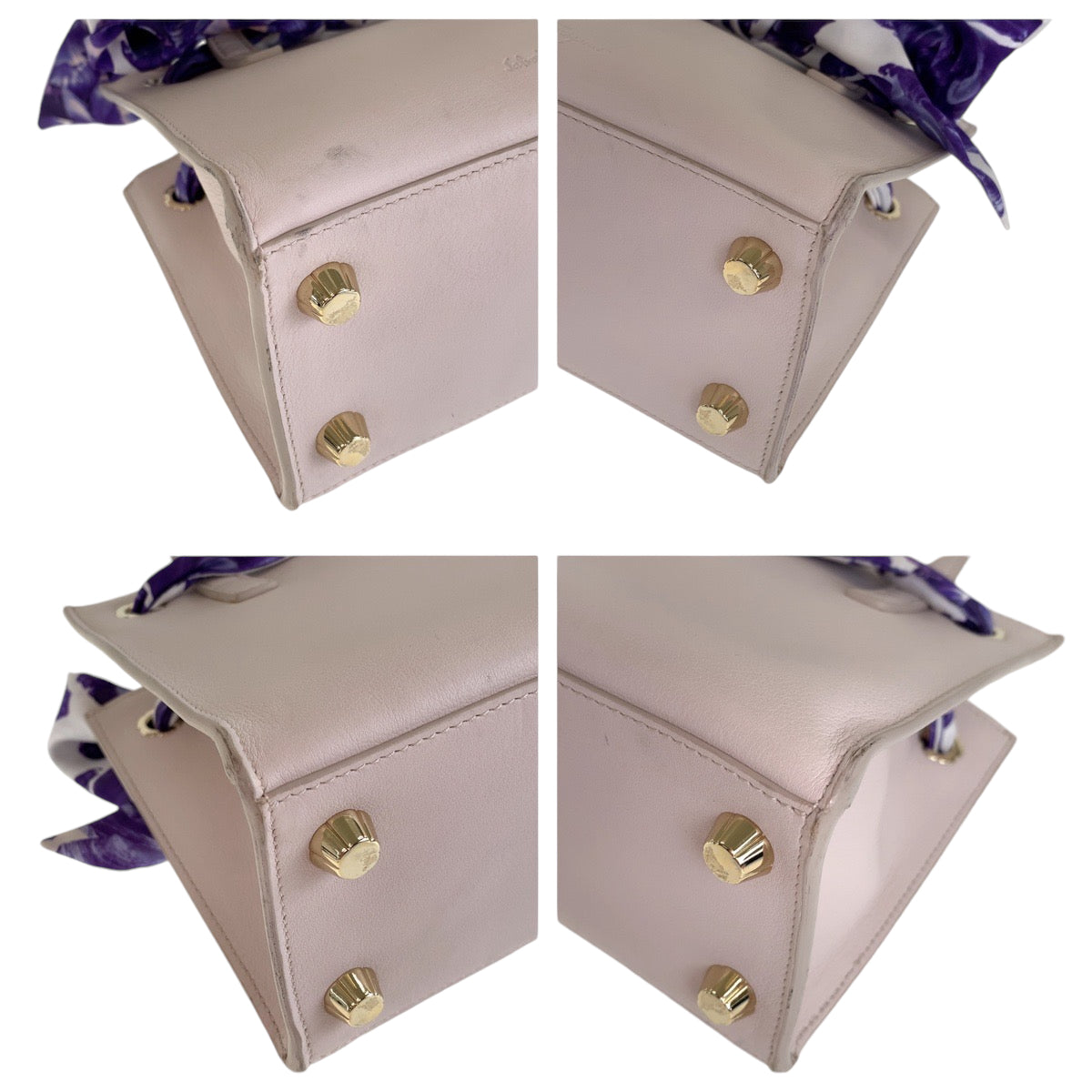 18546
Salvatore Ferragamo サルヴァトーレフェラガモ リボン ピンク ホワイト ゴールド金具 レザー EE21 G914 ショルダーバッグ ハンドバッグ 2way レディース AB41