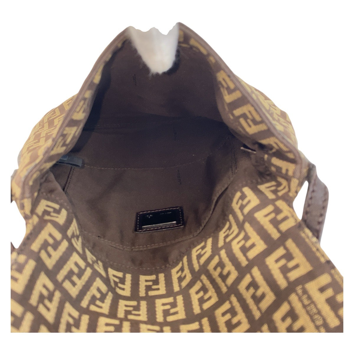 18549
FENDI フェンディ ズッキーノ カムセポシェット ブラウン シルバー金具 キャンバス ショルダーバッグ ポシェット  レディース AB40