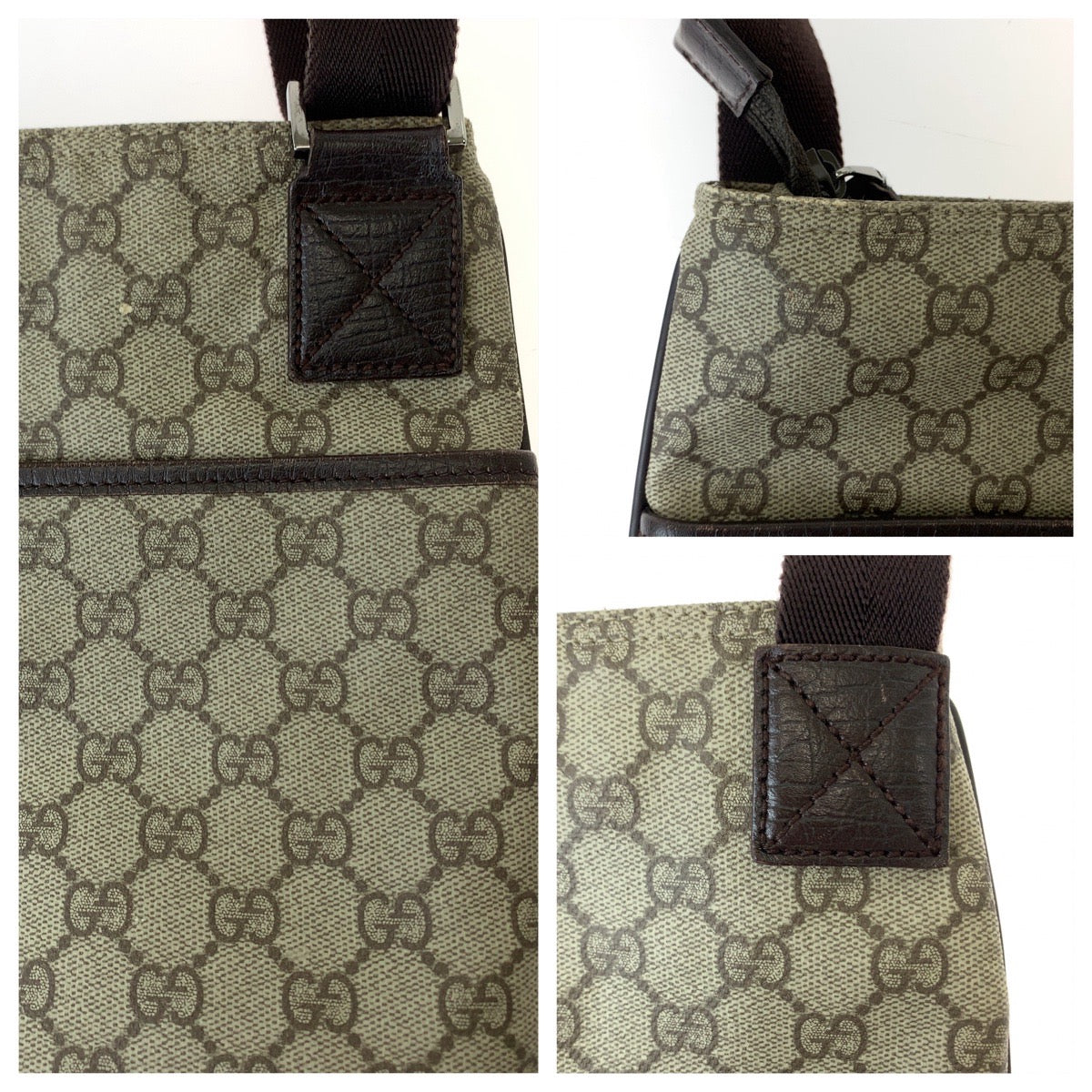 18550
GUCCI グッチ 男女兼用 ベージュ ブラウン シルバー金具 GGスプリームキャンバス 141626 ショルダーバッグ メッセンジャーバッグ  レディース AB38