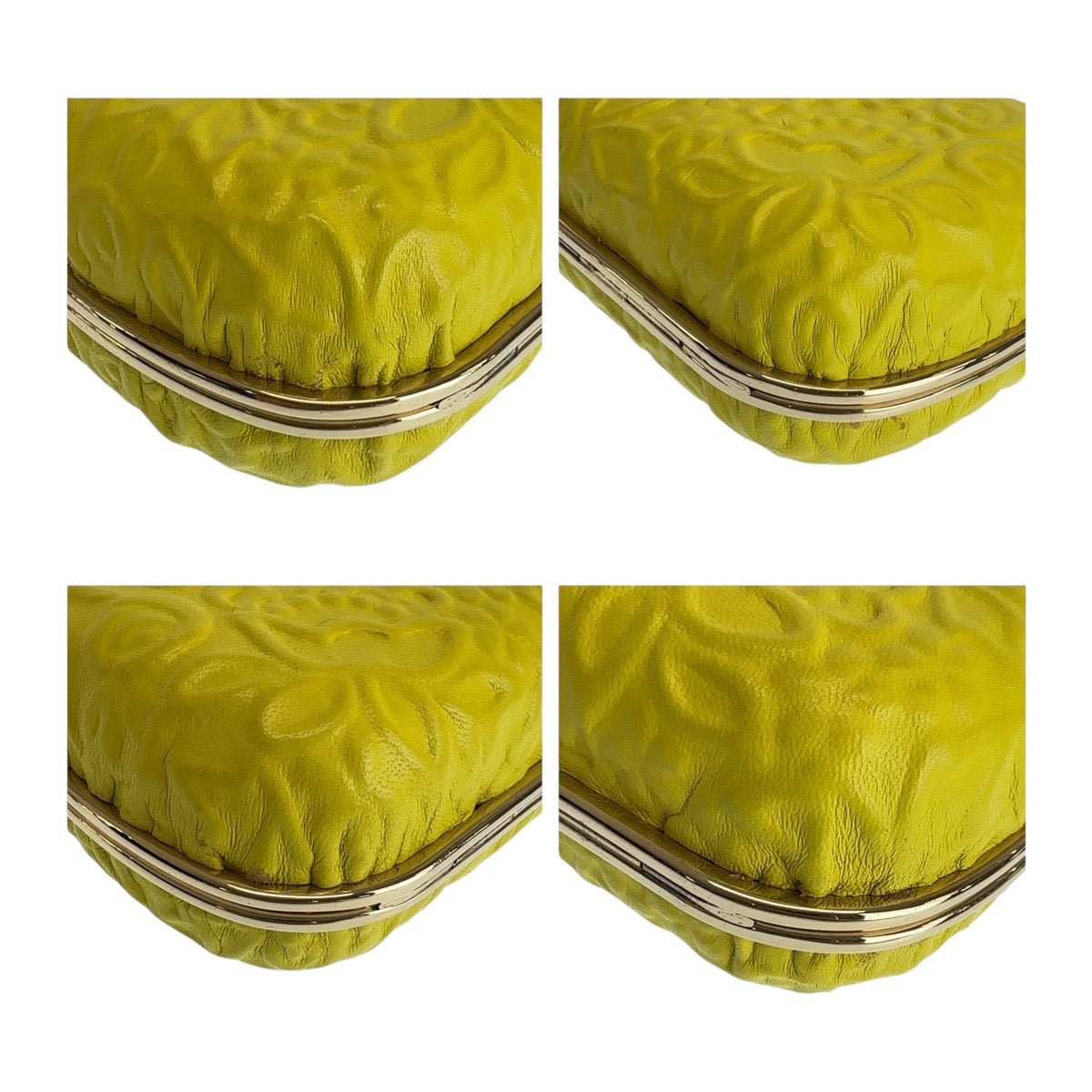 18552
NINA RICCI ニナリッチ イエロー ゴールド金具 レザー 斜め掛け ショルダーバッグ クラッチバッグ バニティバッグ レディース A43