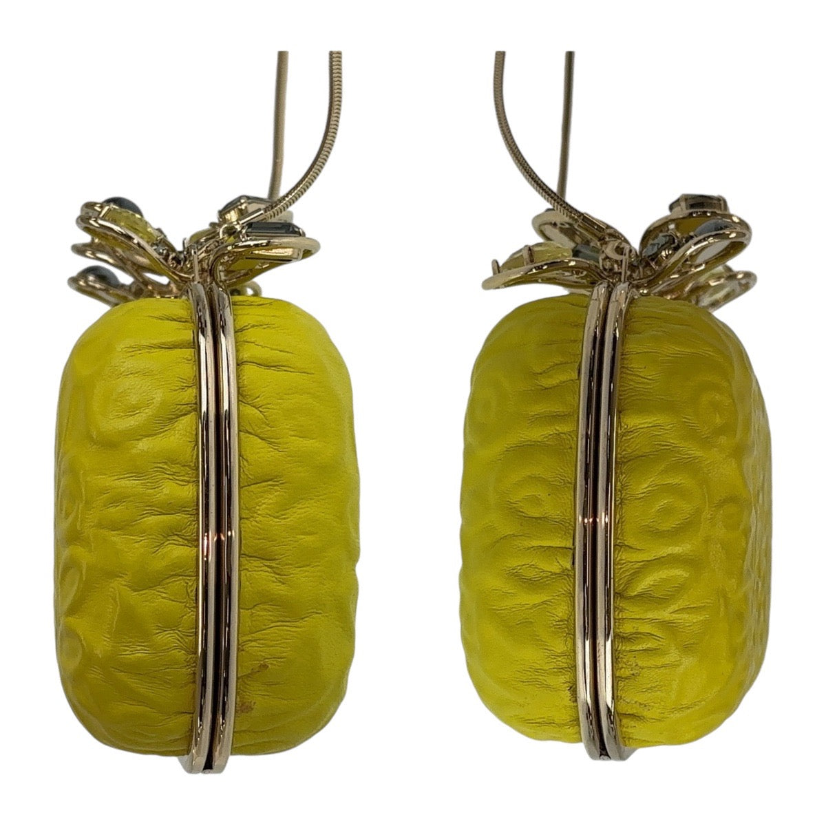 18552
NINA RICCI ニナリッチ イエロー ゴールド金具 レザー 斜め掛け ショルダーバッグ クラッチバッグ バニティバッグ レディース A43