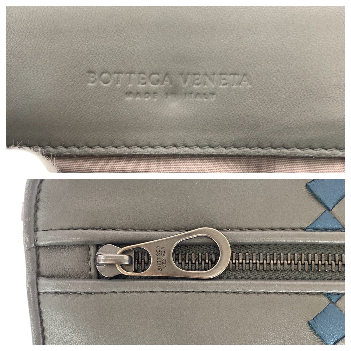 18553
BOTTEGAVENETA ボッテガヴェネタ イントレチャート グレー ガンメタ金具 レザー クラッチバッグ セカンドバッグ メンズ ABP41