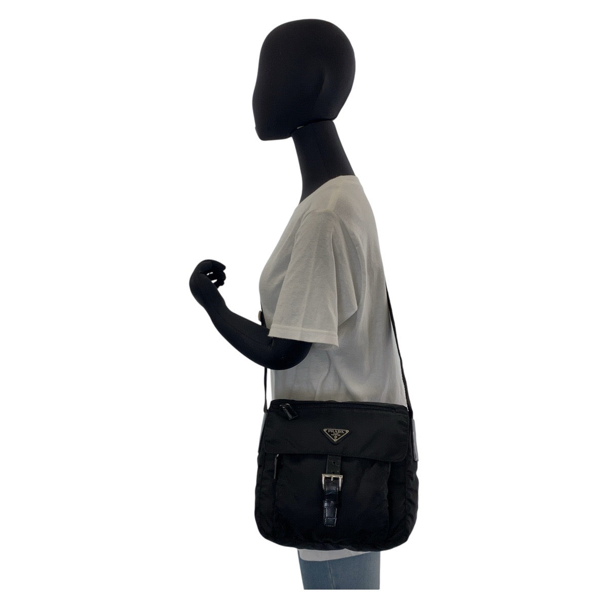 18555
PRADA プラダ テスート 三角ロゴプレート ブラック 黒 シルバー金具 ナイロン / レザー ショルダーバッグ メッセンジャーバッグ  メンズ ABP41