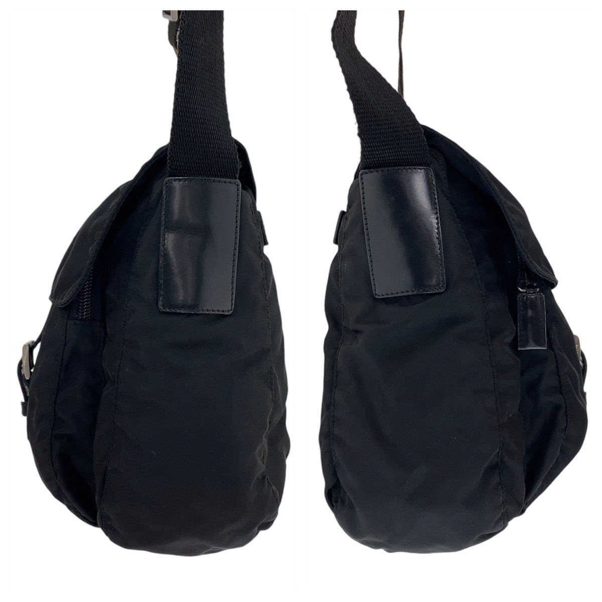 18555
PRADA プラダ テスート 三角ロゴプレート ブラック 黒 シルバー金具 ナイロン / レザー ショルダーバッグ メッセンジャーバッグ  メンズ ABP41