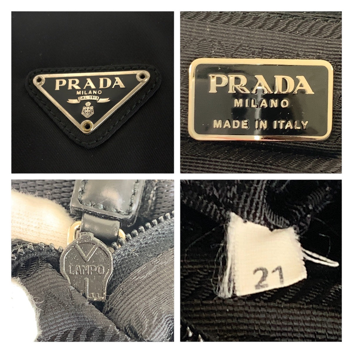 18556
PRADA プラダ テスート 三角ロゴプレート ブラック 黒 シルバー金具 ナイロン ショルダーバッグ ポシェット  レディース ABP43