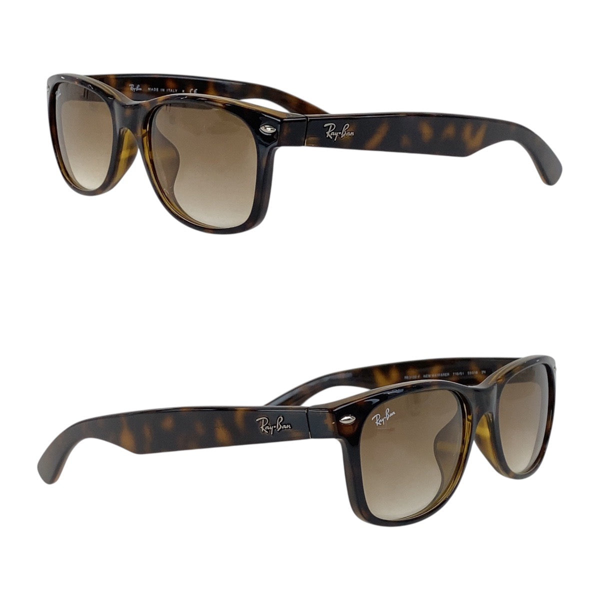 18563
Ray-Ban レイバン NEW WAYFARER ブラウン シルバー金具 プラスチック RB2132-F 710/51 55□18 2N サングラス ウェリントン  メンズ AB10