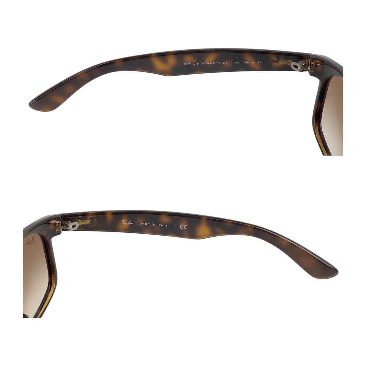 18563
Ray-Ban レイバン NEW WAYFARER ブラウン シルバー金具 プラスチック RB2132-F 710/51 55□18 2N サングラス ウェリントン  メンズ AB10