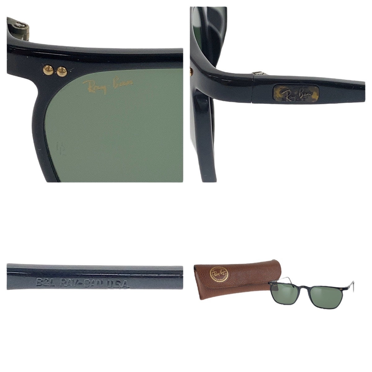 18567
Ray-Ban レイバン ヴィンテージ B&L RAY-BAN U.S.A グリーン ブラック ゴールド金具 プラスチック サングラス ウェリントン  メンズ AB12