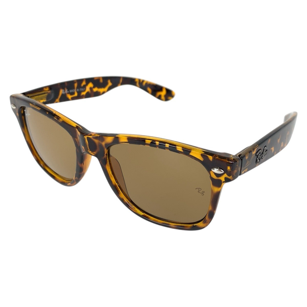 18568
Ray-Ban レイバン マーブル柄 ウェイファーラー ブラウン イエロー シルバー金具 プラスチック ZX300 JH サングラス 男女兼用 ウェリントン  メンズ ABP10