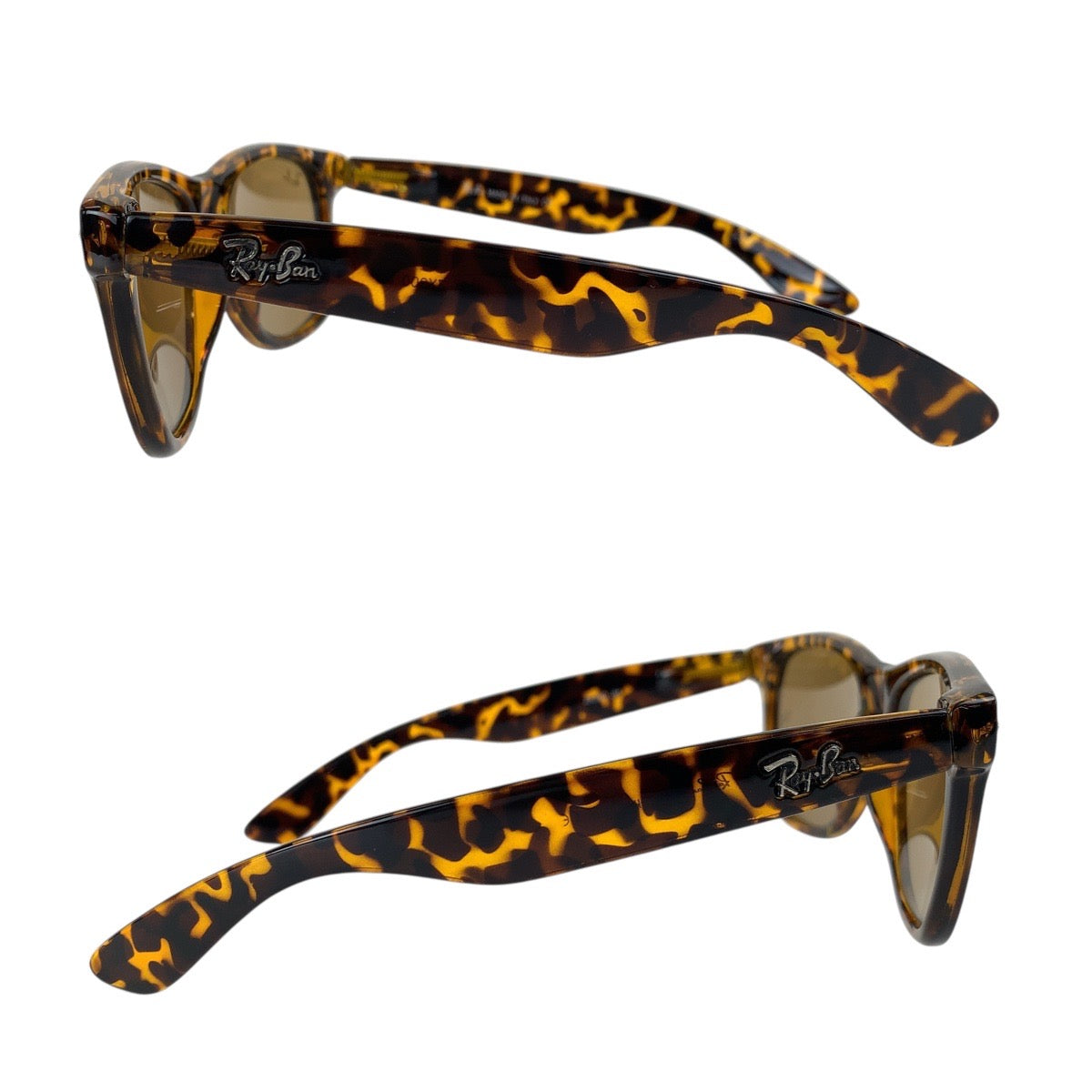 18568
Ray-Ban レイバン マーブル柄 ウェイファーラー ブラウン イエロー シルバー金具 プラスチック ZX300 JH サングラス 男女兼用 ウェリントン  メンズ ABP10