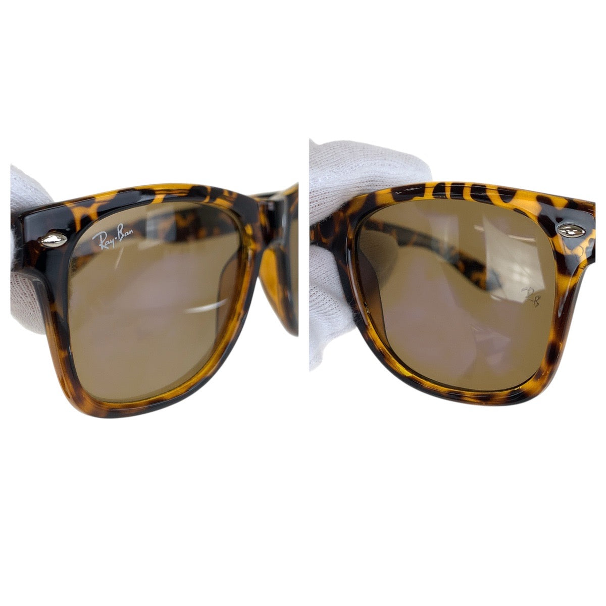 18568
Ray-Ban レイバン マーブル柄 ウェイファーラー ブラウン イエロー シルバー金具 プラスチック ZX300 JH サングラス 男女兼用 ウェリントン  メンズ ABP10