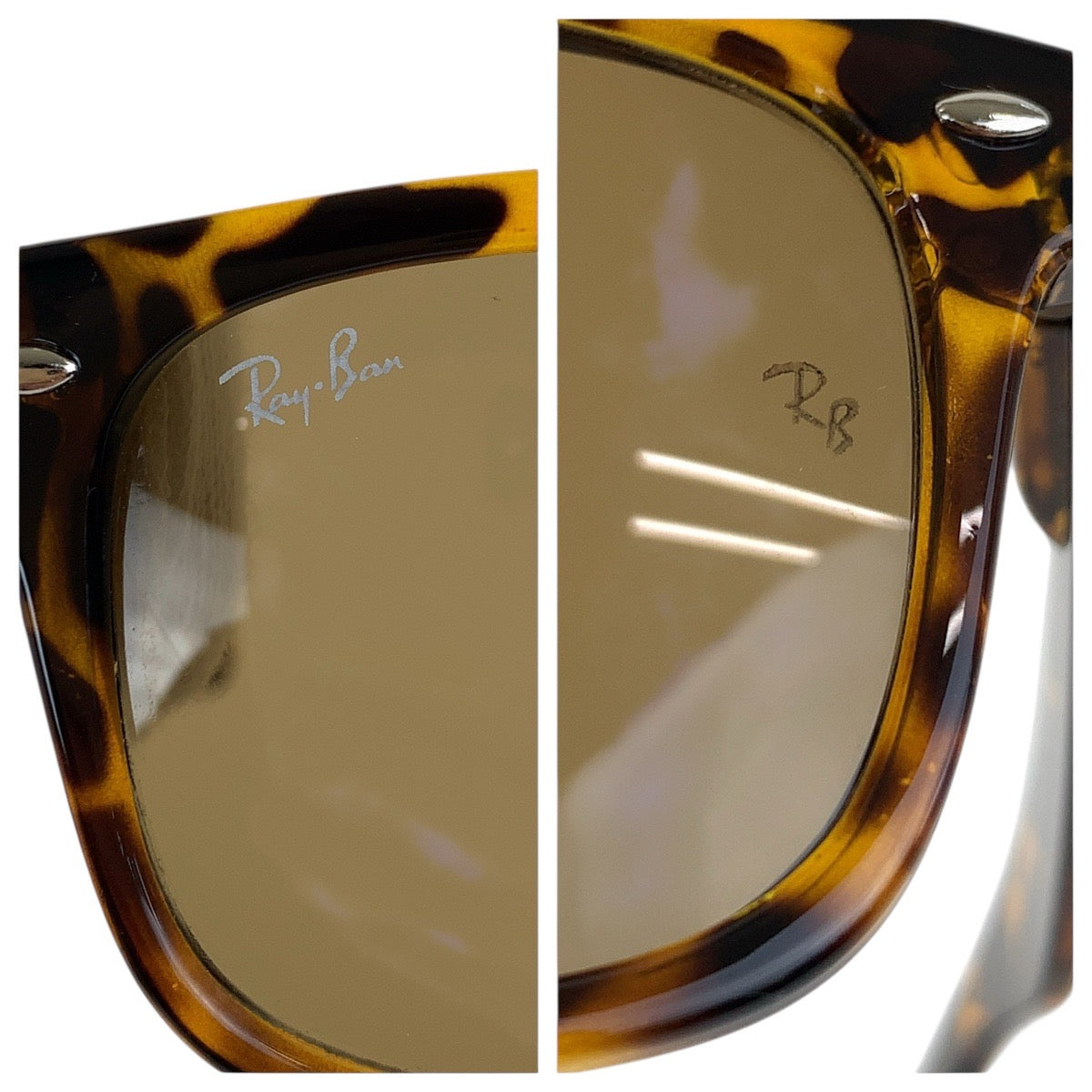 18568
Ray-Ban レイバン マーブル柄 ウェイファーラー ブラウン イエロー シルバー金具 プラスチック ZX300 JH サングラス 男女兼用 ウェリントン  メンズ ABP10