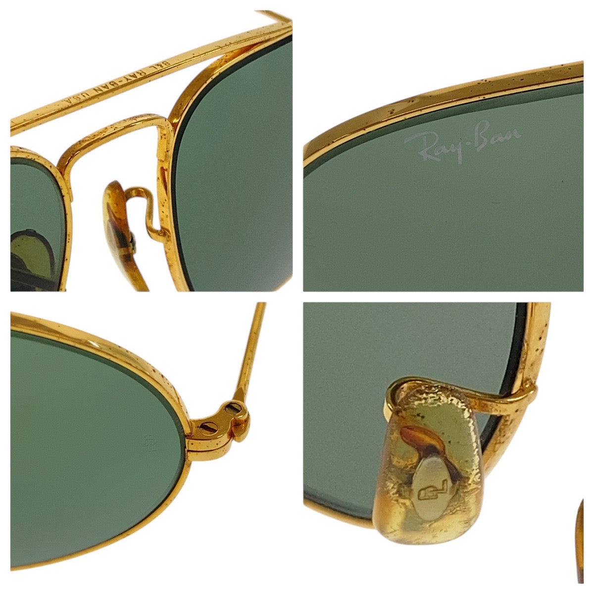 18575
Ray-Ban レイバン ヴィンテージ B&L RAY-BAN U.S.A グリーン ゴールド金具 ガラス / メタル W1507 WRBJ 58▫︎16 サングラス ティアドロップ  メンズ AB15