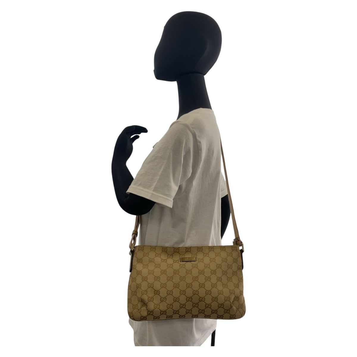 18581
GUCCI グッチ シェリーライン ベージュ ピンク ゴールド金具 GGキャンバス 410766 ショルダーバッグ メッセンジャーバッグ レディース AB40