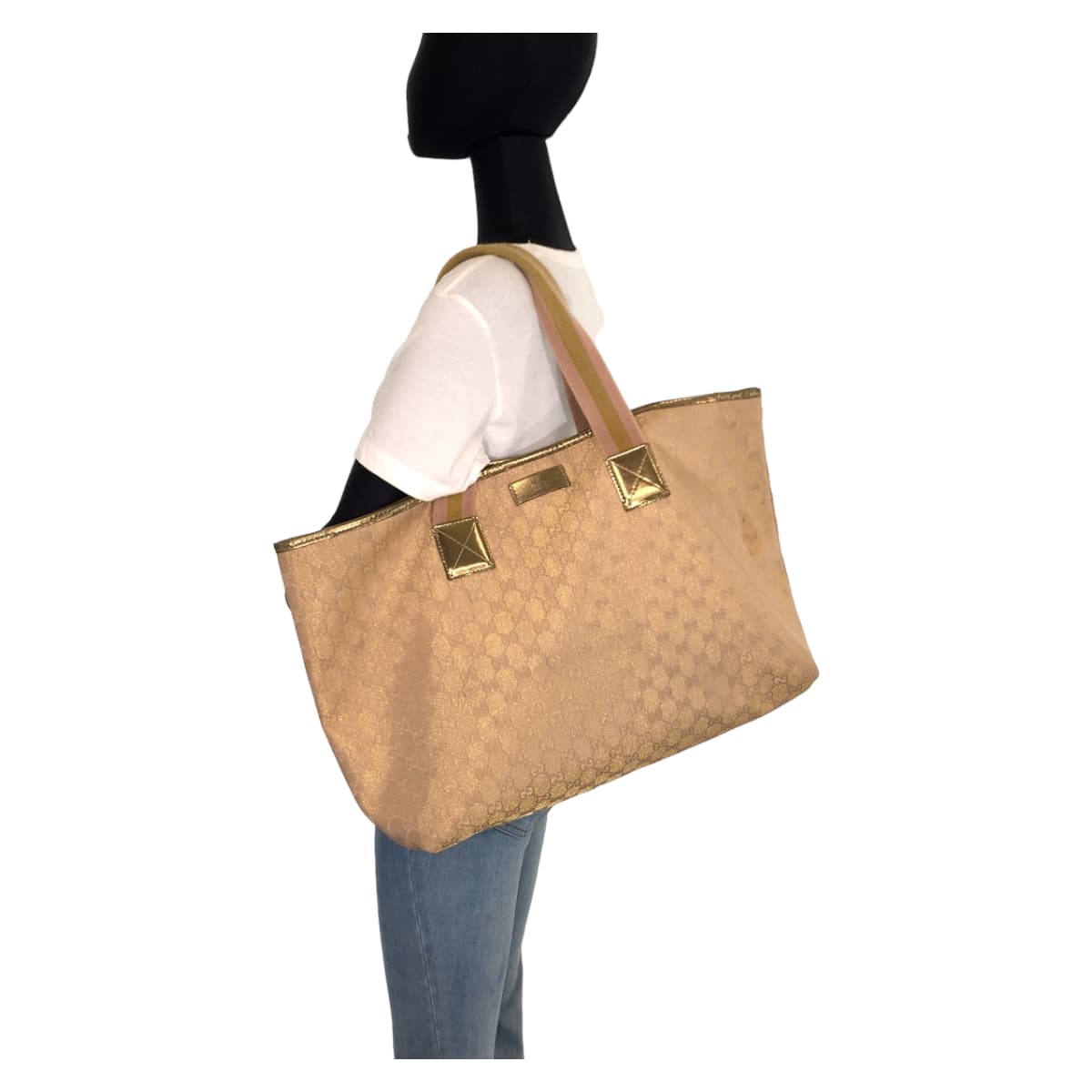 18583
GUCCI グッチ ベージュ ゴールド GGキャンバス 267474 001013 トートバッグ ショルダーバッグ  レディース AB39