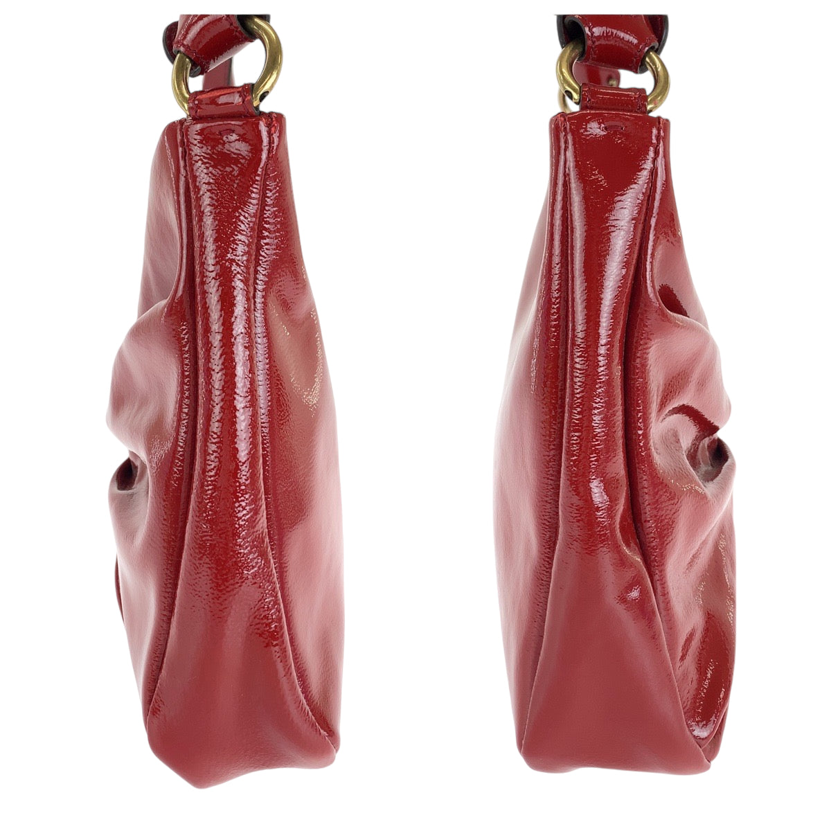 18585
Salvatore Ferragamo サルヴァトーレフェラガモ ヴァラ レッド ゴールド金具 パテントレザー ホーボー ショルダーバッグ ハンドバッグ 2way  レディース A41